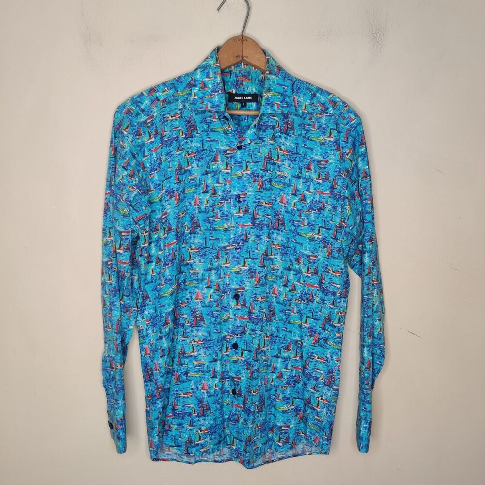 Jared Lang Button Up Shirt Small Saiboat Ocean Nautical
